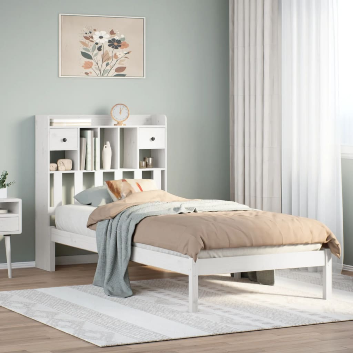 vidaXL Bookcase Bed without Mattress 75x190 cm Small Single Solid Wood Pine - from vidaXL