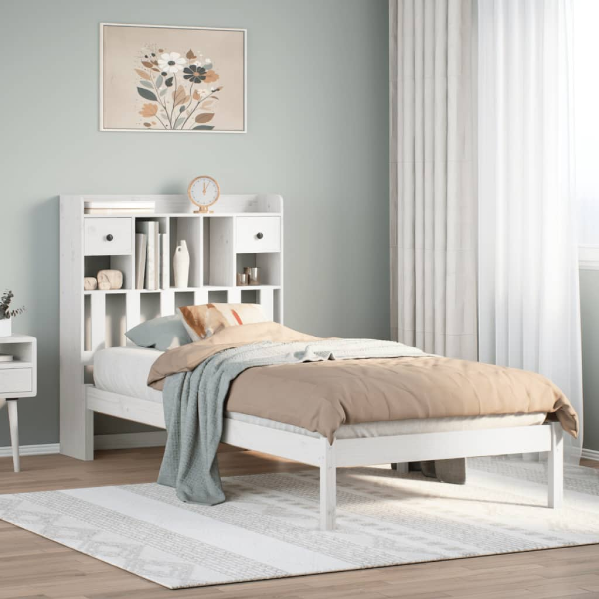 vidaXL Bookcase Bed without Mattress 75x190 cm Small Single Solid Wood Pine - from vidaXL