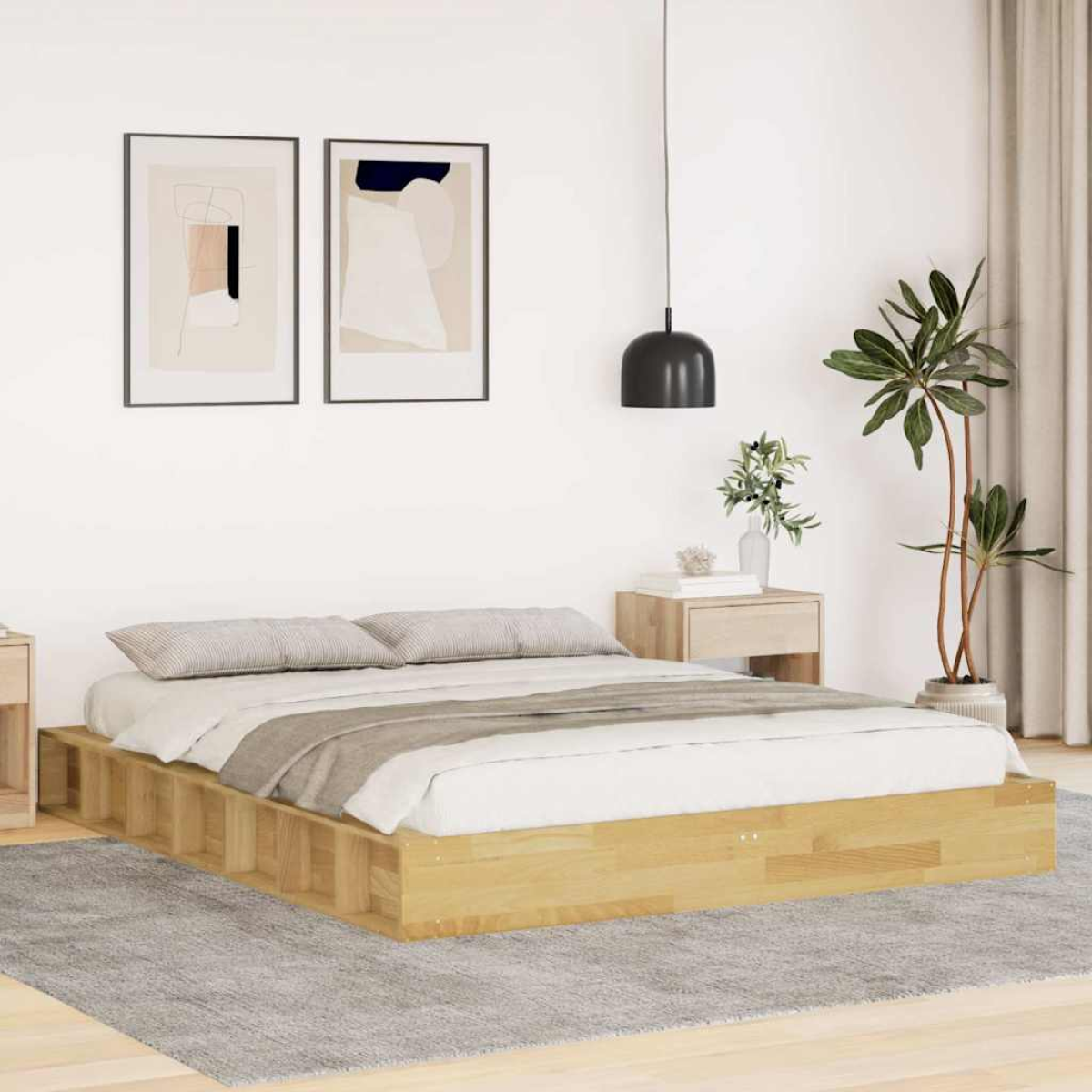 vidaXL Bed Frame | Oak | Solid oak wood | Single | Bed Frame | Rectangular - from vidaXL