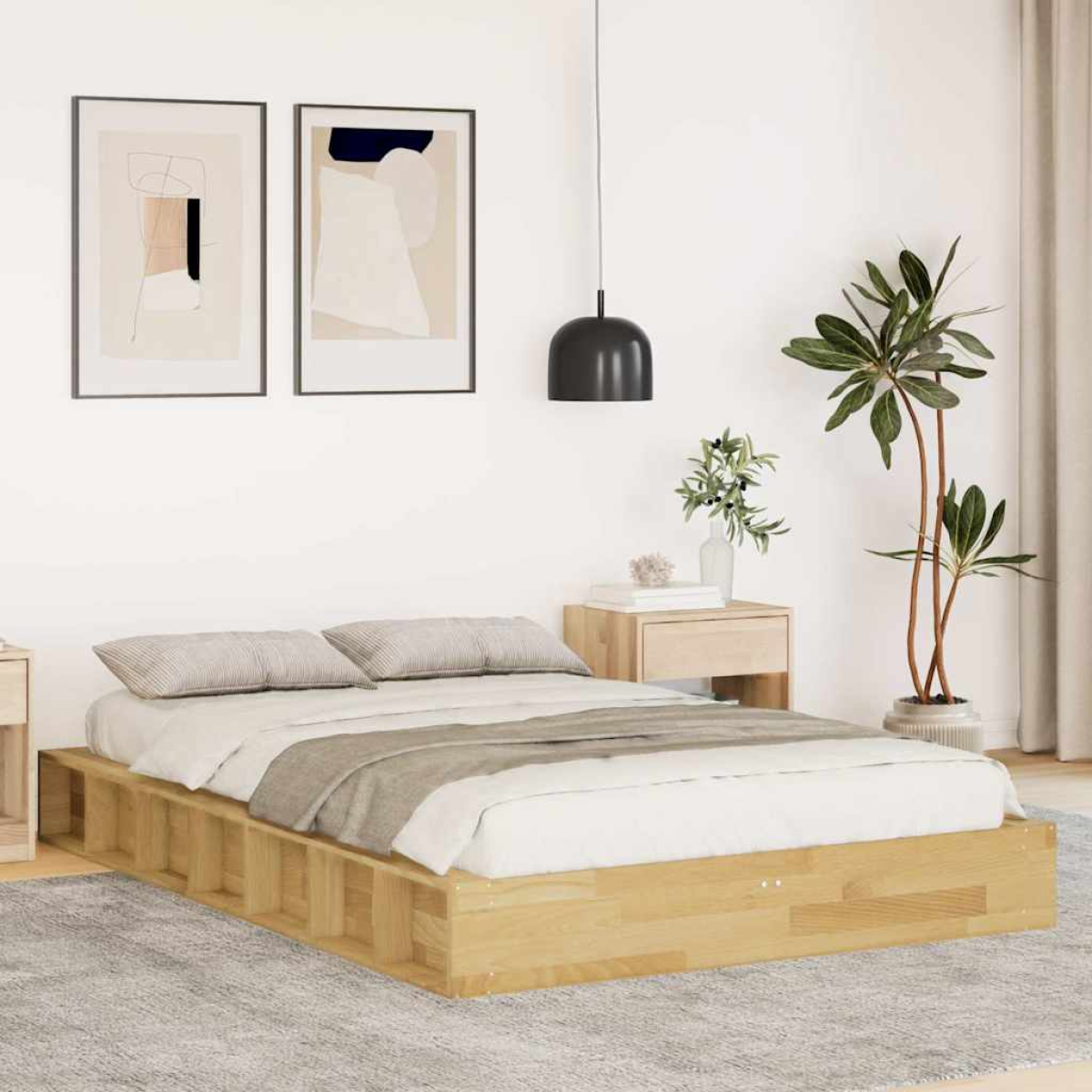 vidaXL Bed Frame | Oak | Solid oak wood | Single | Bed Frame | Rectangular - from vidaXL