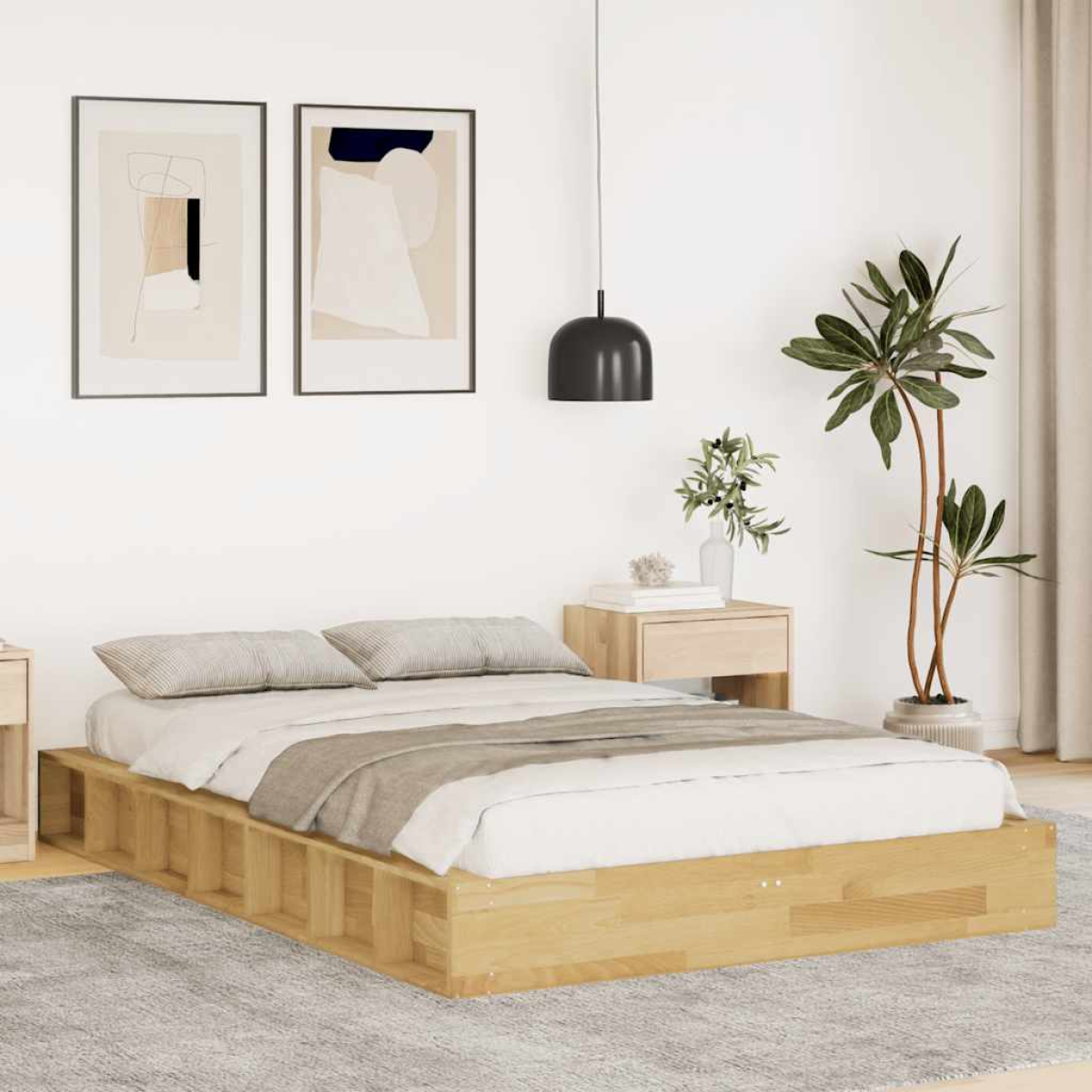 vidaXL Bed Frame | Oak | Solid oak wood | Single | Bed Frame | Rectangular - from vidaXL