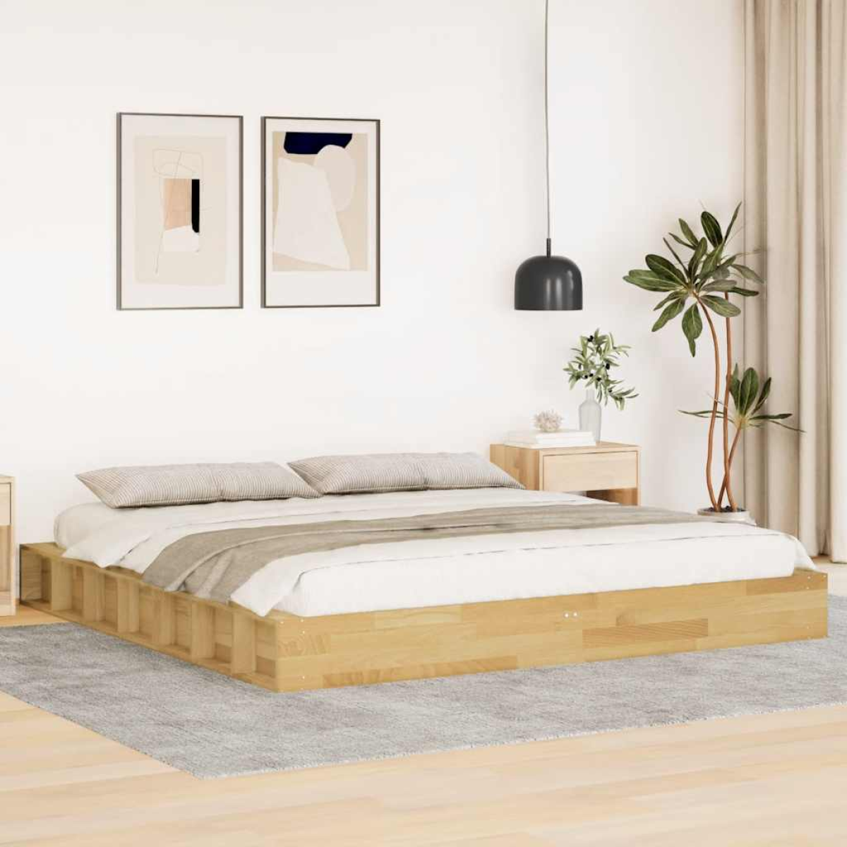 vidaXL Bed Frame | Oak | Solid oak wood | Single | Bed Frame | Rectangular - from vidaXL