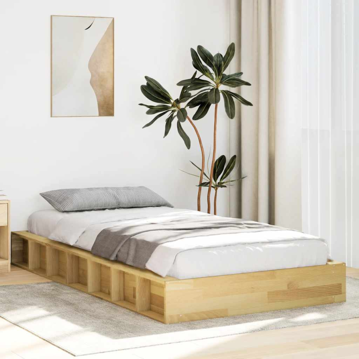 vidaXL Bed Frame | Oak | Solid oak wood | Single | Bed Frame | Rectangular - from vidaXL