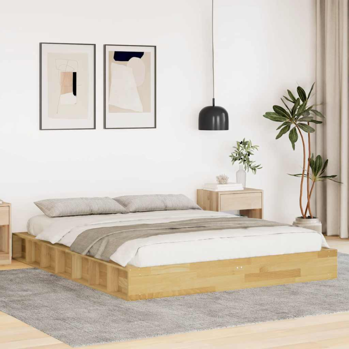 vidaXL Bed Frame | Oak | Solid oak wood | Single | Bed Frame | Rectangular - from vidaXL