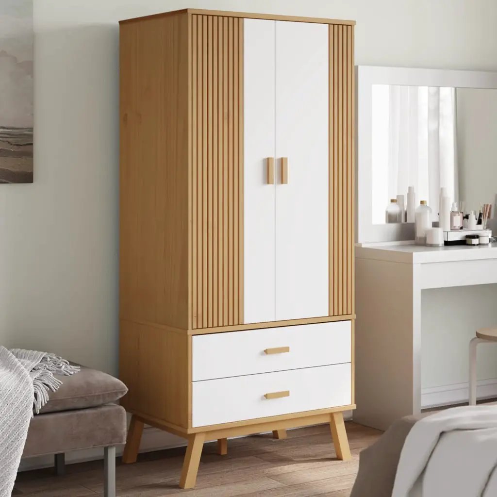 vidaXL vidaXL Wardrobe OLDEN Grey and Brown 76.5x53x172 cm Solid Wood Pine - Wardrobe