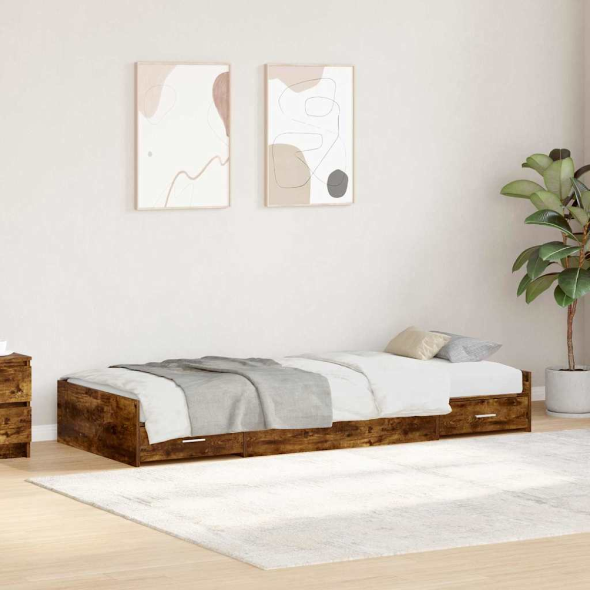 vidaXL Bed Frame with Drawer Artisan Oak 90 x 190 cm Engineered Wood - from vidaXL