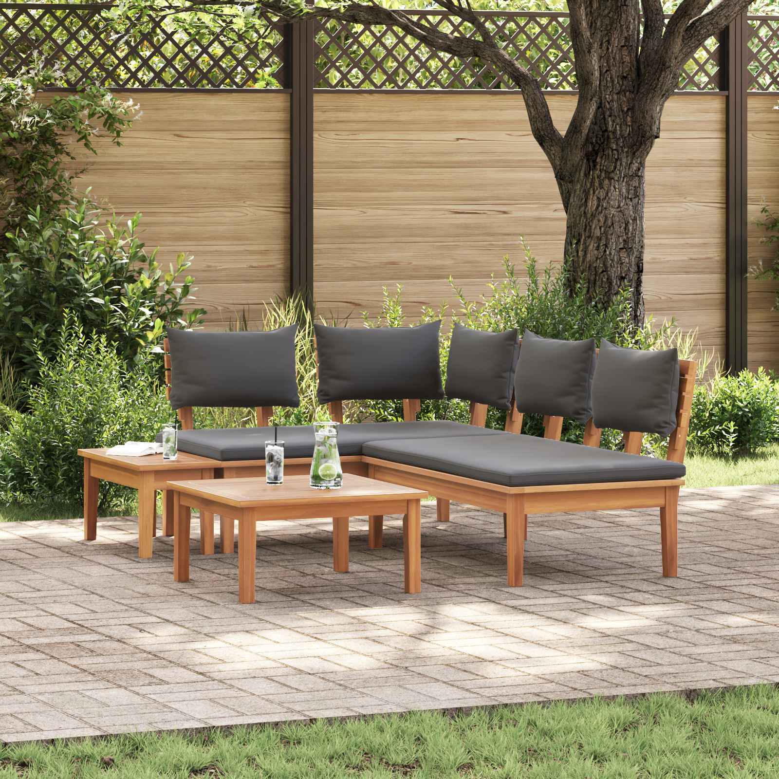 vidaXL vidaXL Garden Sofa Set 4 pcs Brown and Cream - Garden Sofa Sets