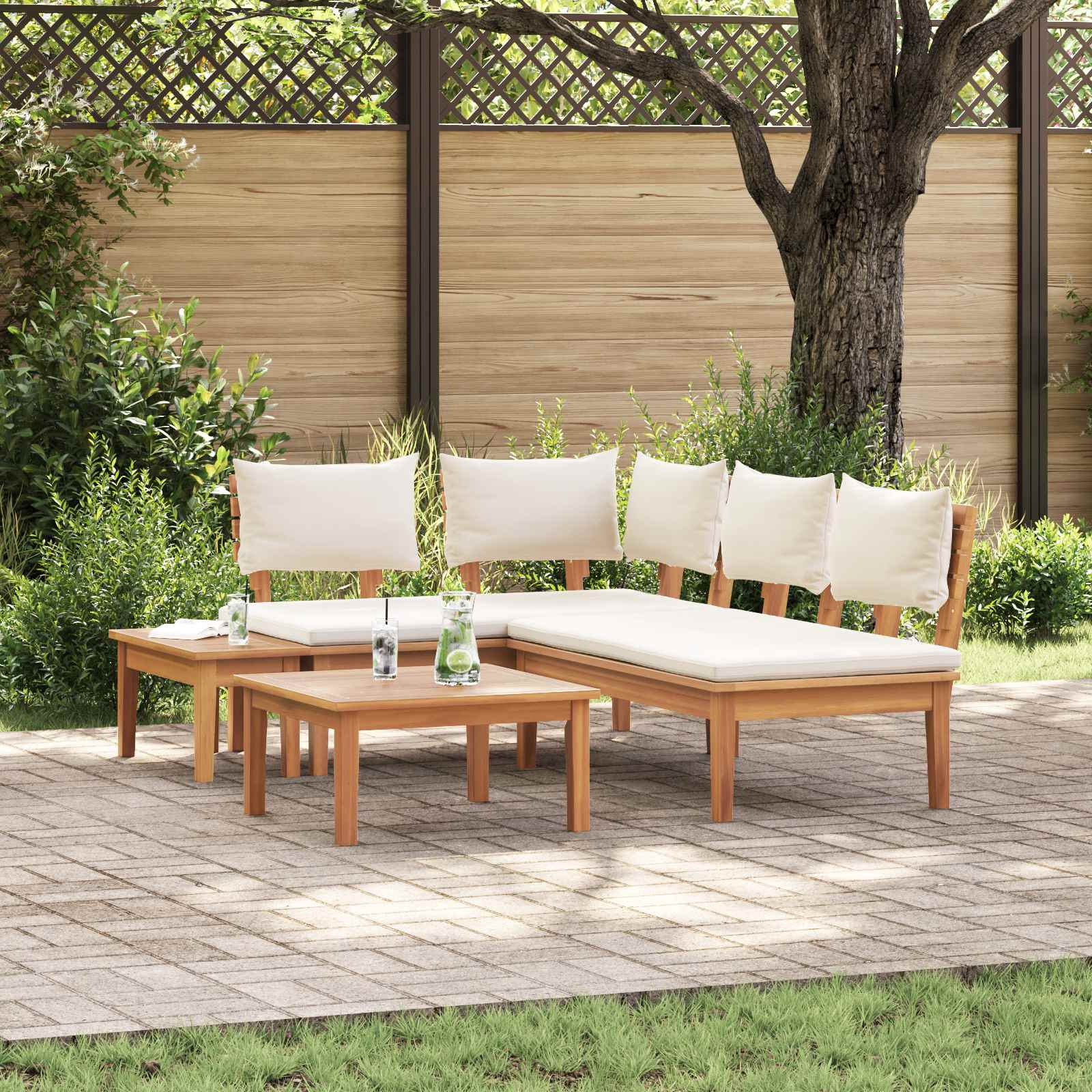 vidaXL vidaXL Garden Sofa Set 4 pcs Brown and Cream - Garden Sofa Sets