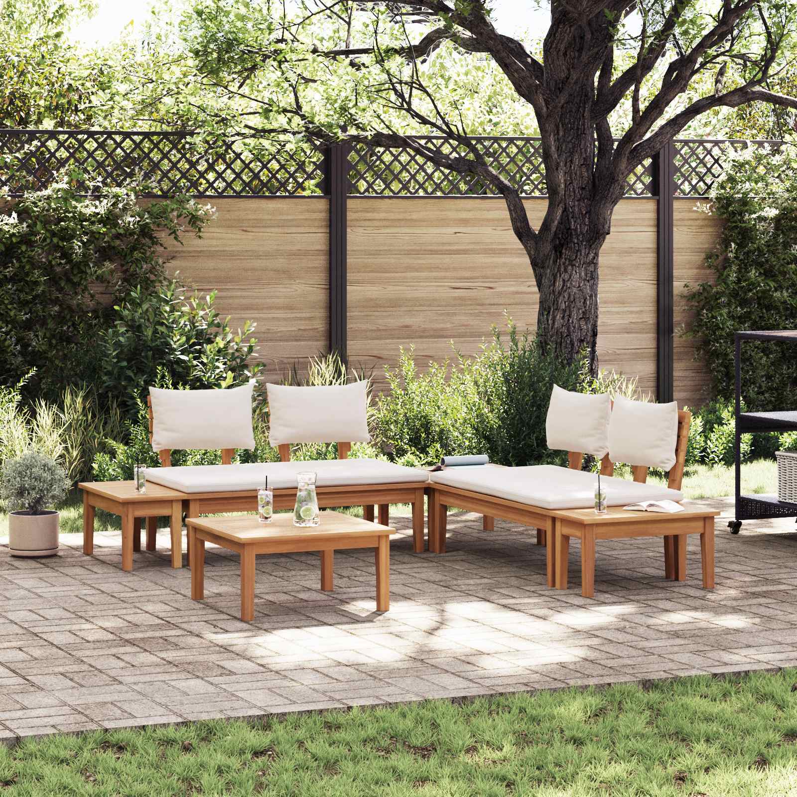 vidaXL vidaXL Garden Sofa Set 4 pcs Brown and Cream - Garden Sofa Sets