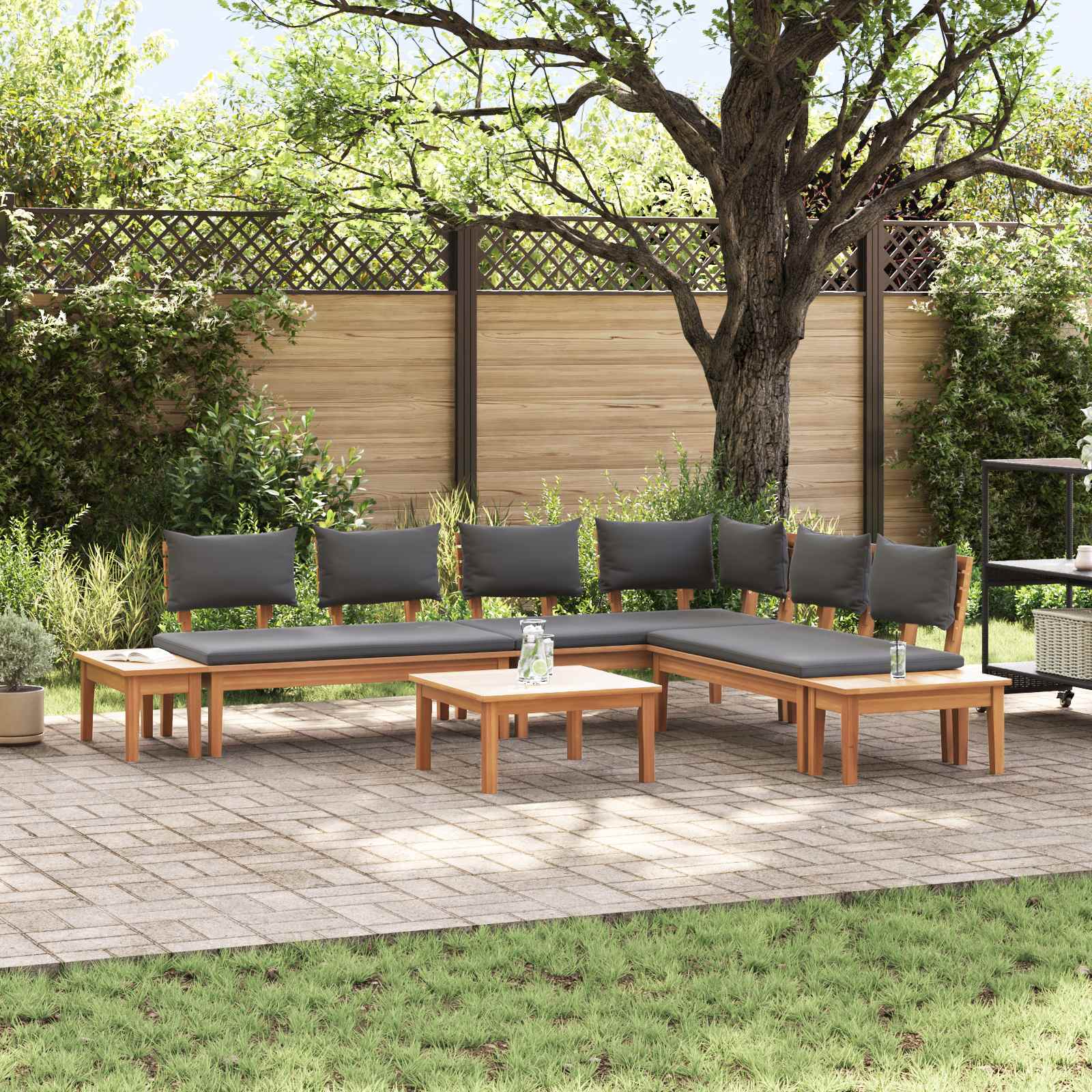 vidaXL vidaXL Garden Sofa Set 4 pcs Brown and Cream - Garden Sofa Sets