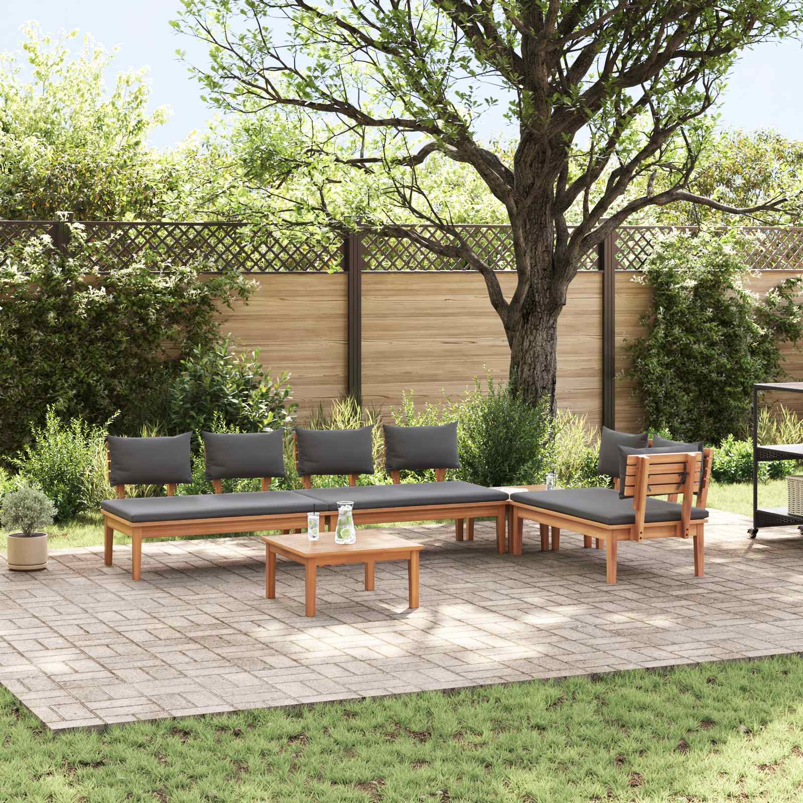 vidaXL vidaXL Garden Sofa Set 4 pcs Brown and Cream - Garden Sofa Sets