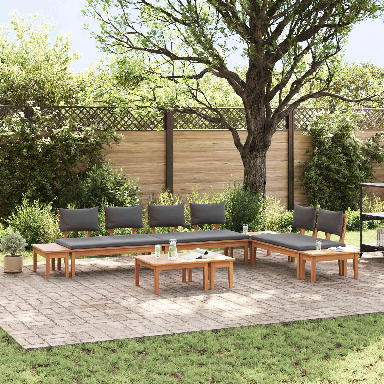 vidaXL vidaXL Garden Sofa Set 4 pcs Brown and Cream - Garden Sofa Sets