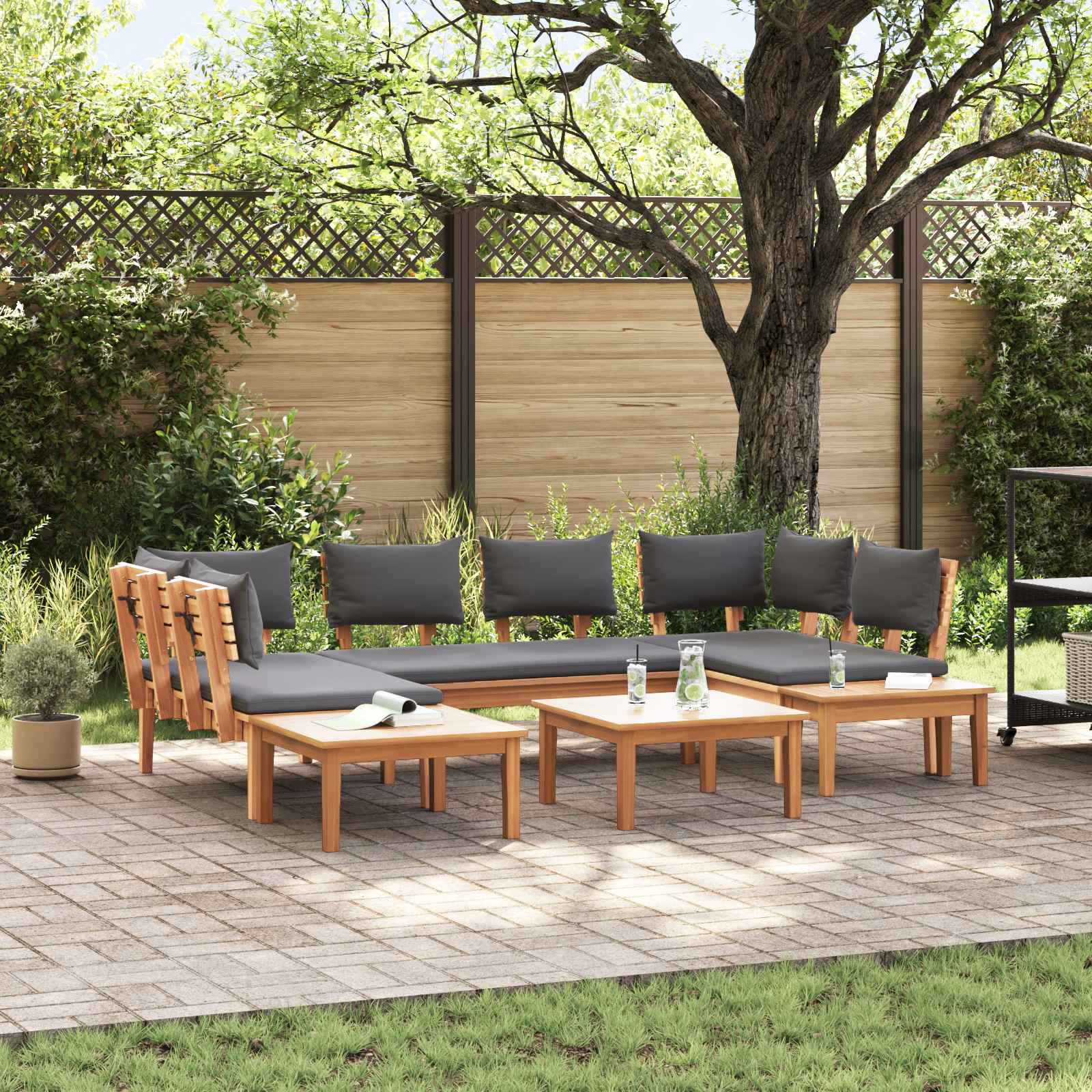 vidaXL vidaXL Garden Sofa Set 4 pcs Brown and Cream - Garden Sofa Sets