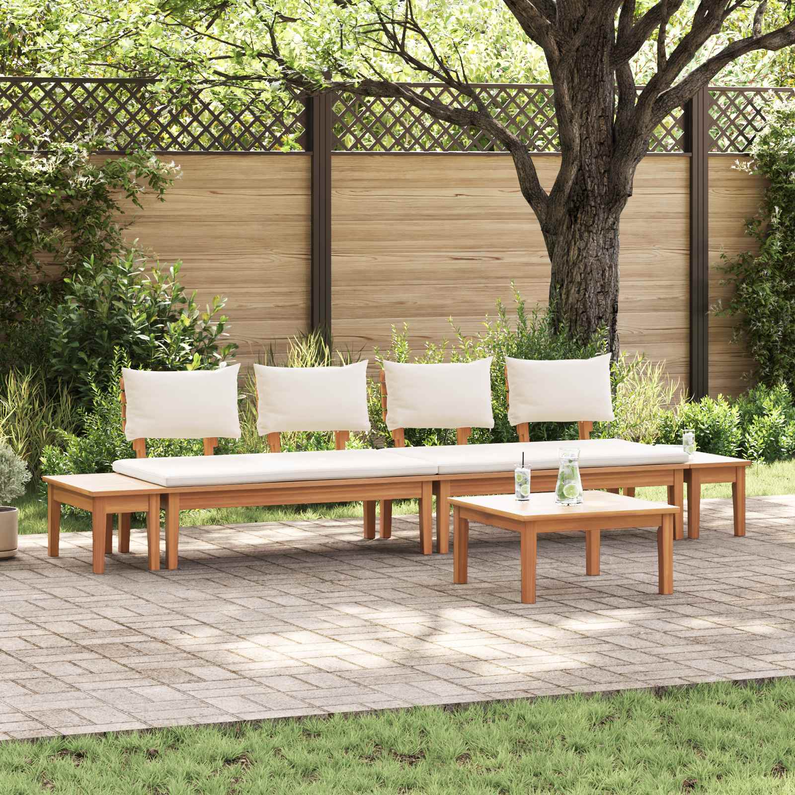 vidaXL vidaXL Garden Sofa Set 4 pcs Brown and Cream - Garden Sofa Sets