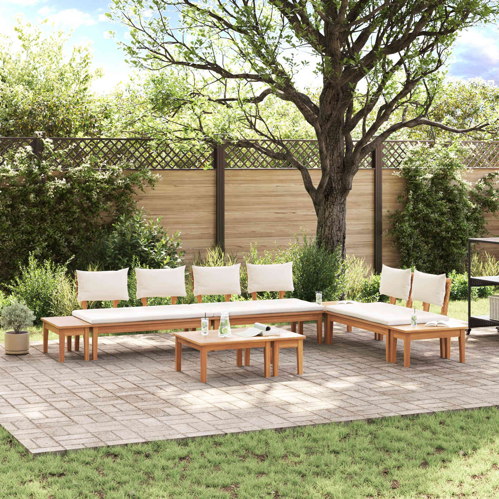 vidaXL vidaXL Garden Sofa Set 4 pcs Brown and Cream - Garden Sofa Sets