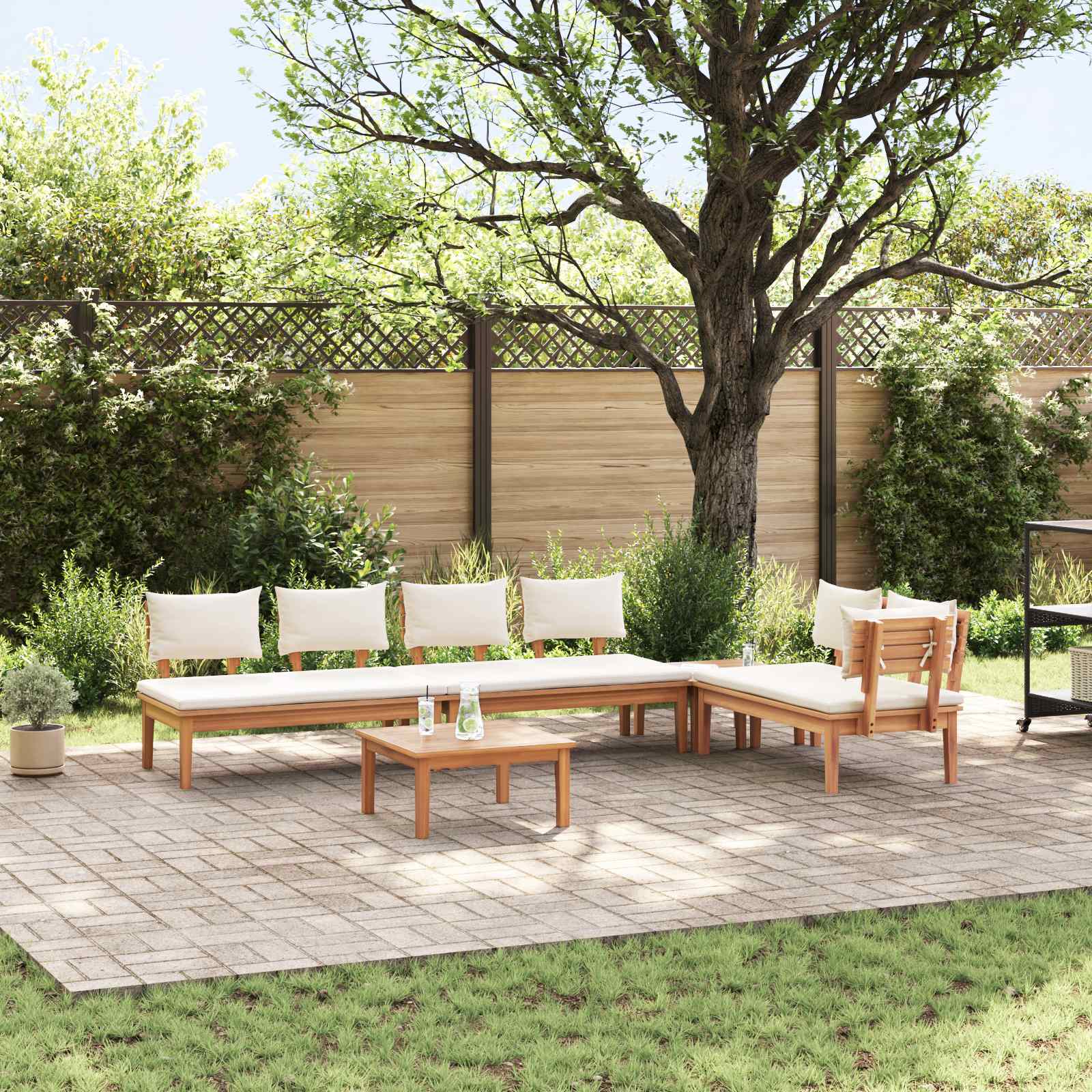 vidaXL vidaXL Garden Sofa Set 4 pcs Brown and Cream - Garden Sofa Sets
