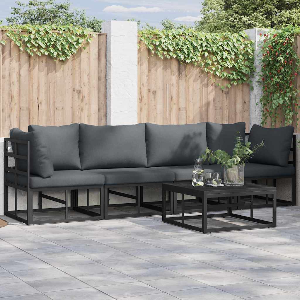 vidaXL vidaXL Garden Sofa Set 4 pcs Black Metal - Garden Sofa Sets