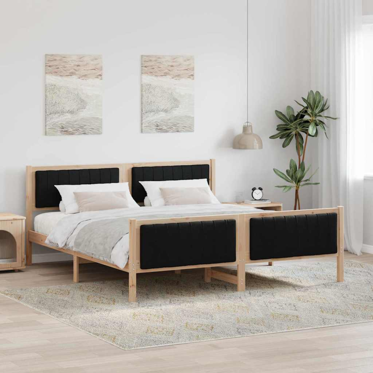 vidaXL Bed frame Brown and light grey 90 x 200 cm Solid pine wood - from vidaXL
