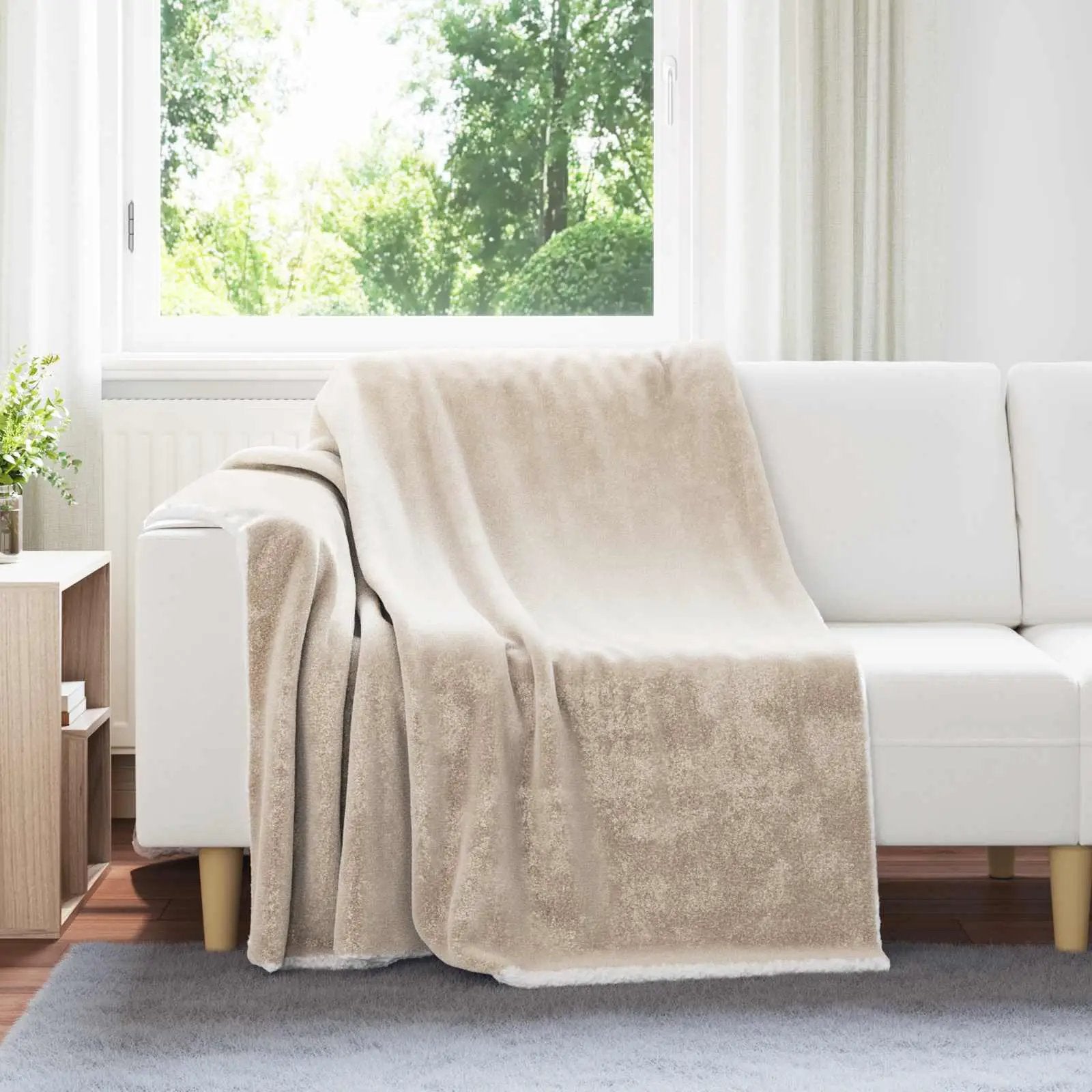 vidaXL vidaXL Throw Blanket Beige 130 x 150 cm Fleece - Throws