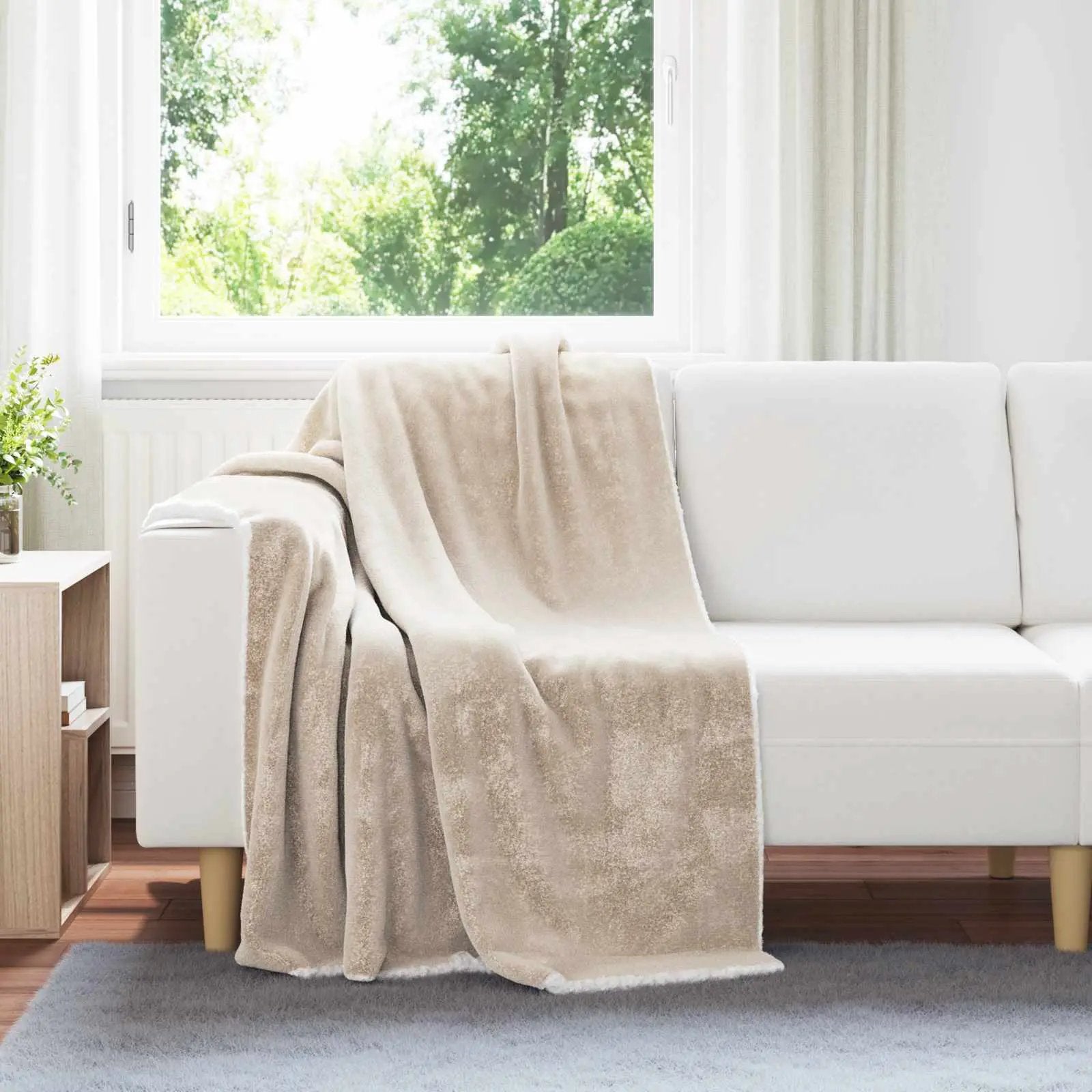 vidaXL vidaXL Throw Blanket Beige 130 x 150 cm Fleece - Throws