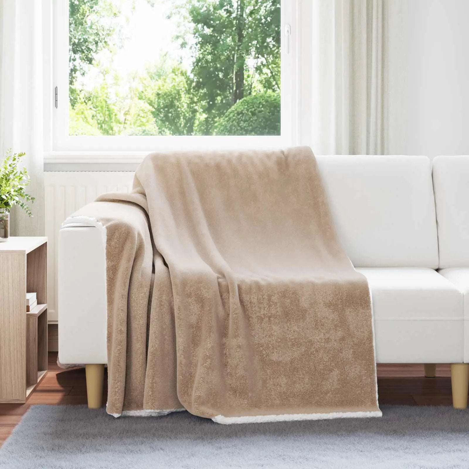 vidaXL vidaXL Throw Blanket Beige 130 x 150 cm Fleece - Throws