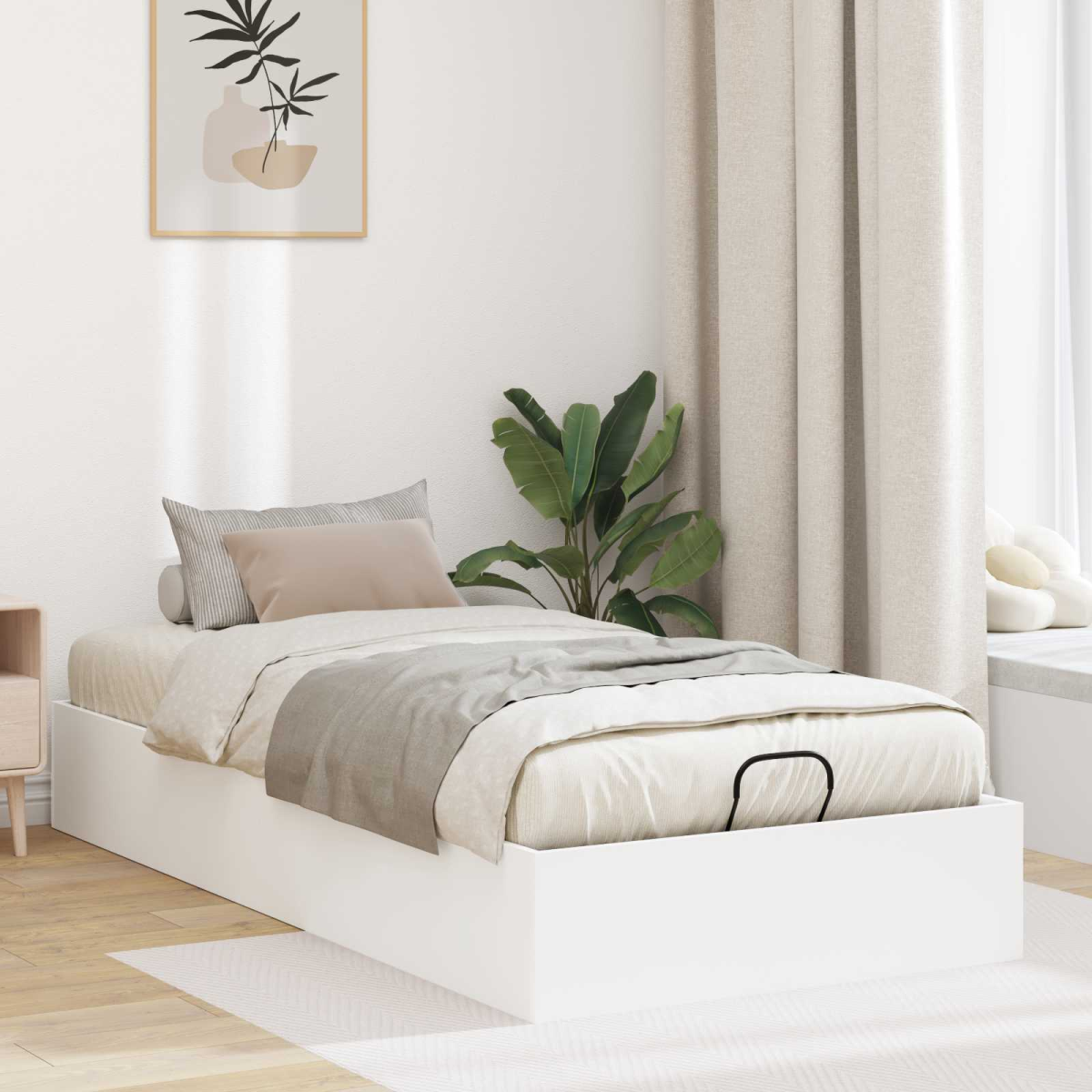 vidaXL Ottoman Bed Frame White 203 x 180 x 25 cm Engineered Wood - from vidaXL