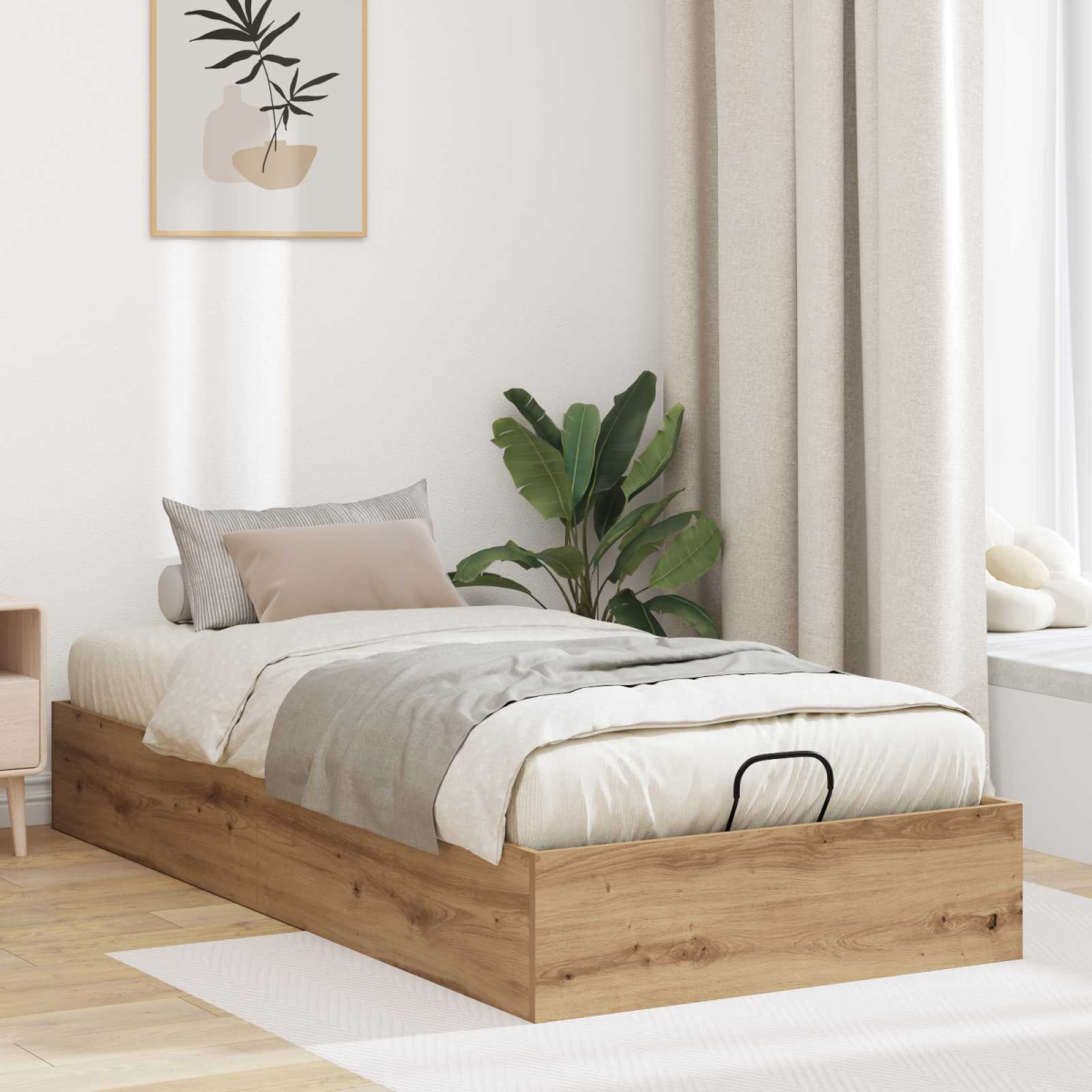 vidaXL Ottoman Bed Frame White 203 x 180 x 25 cm Engineered Wood - from vidaXL