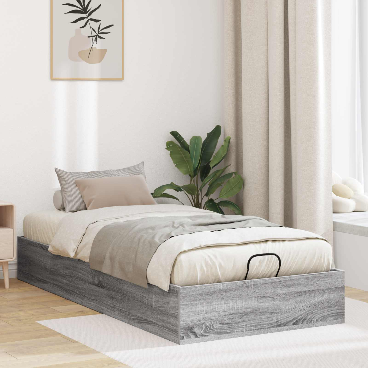 vidaXL Ottoman Bed Frame White 203 x 180 x 25 cm Engineered Wood - from vidaXL