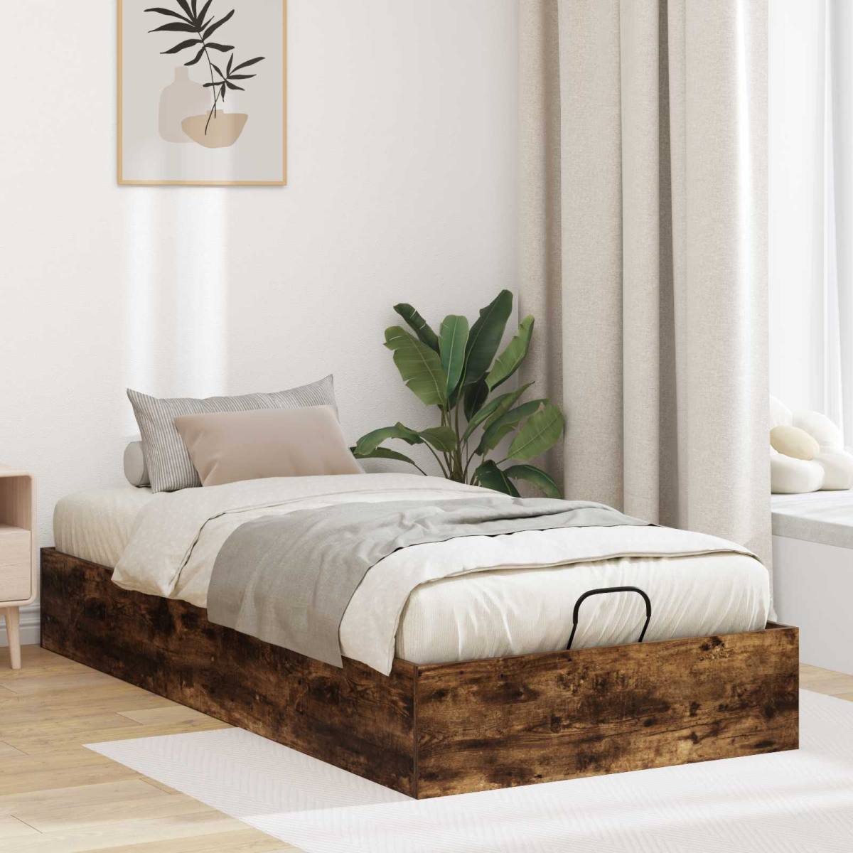 vidaXL Ottoman Bed Frame White 203 x 180 x 25 cm Engineered Wood - from vidaXL