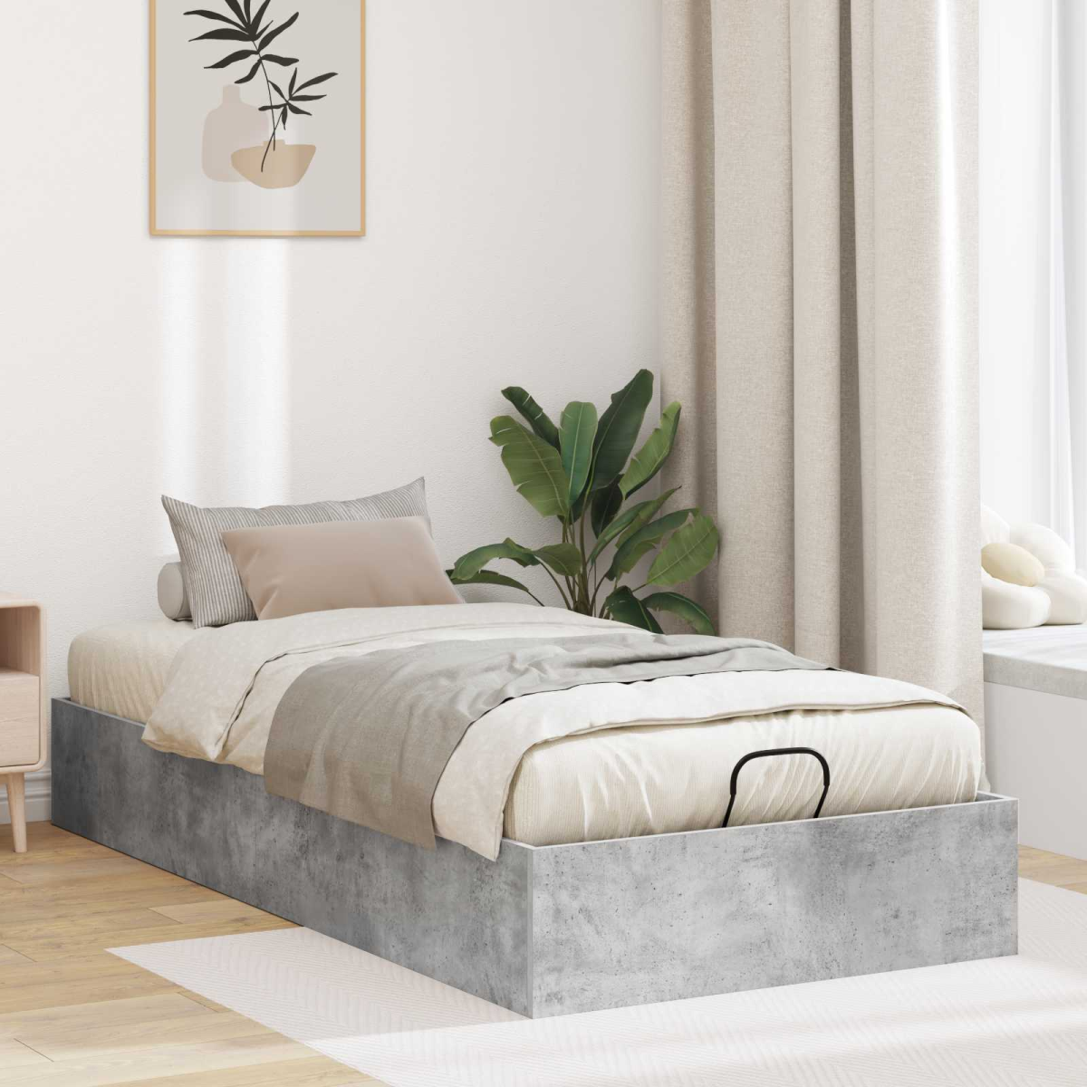 vidaXL Ottoman Bed Frame White 203 x 180 x 25 cm Engineered Wood - from vidaXL