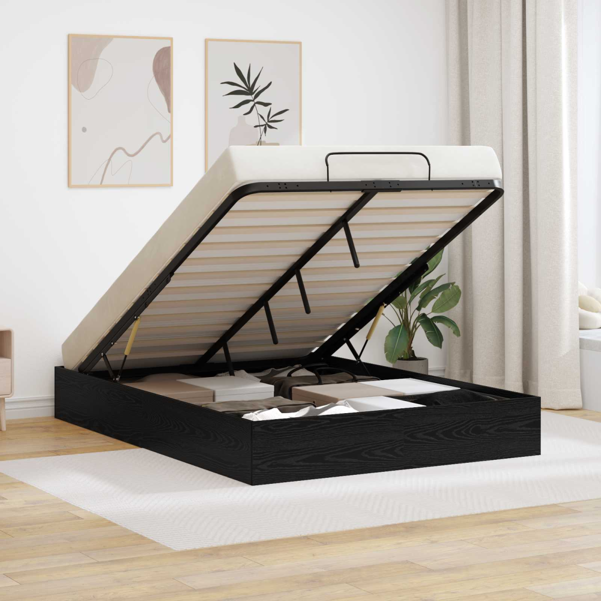 vidaXL Ottoman Bed Frame White 203 x 180 x 25 cm Engineered Wood - from vidaXL