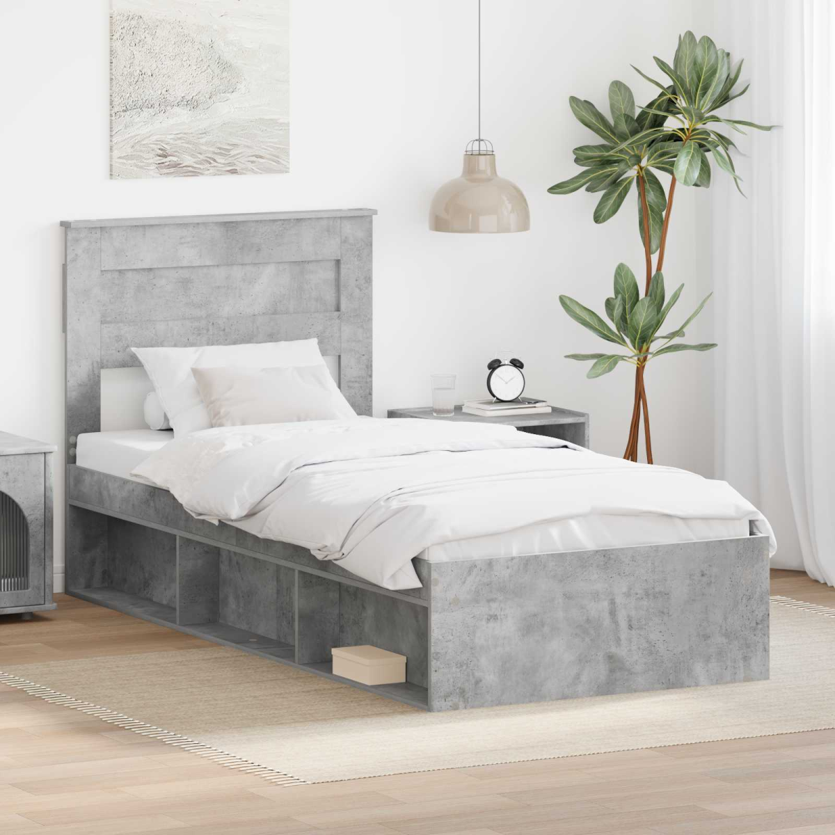 vidaXL Bed Frame with Headboard White 200 x 200 cm Solid Pine Wood - from vidaXL