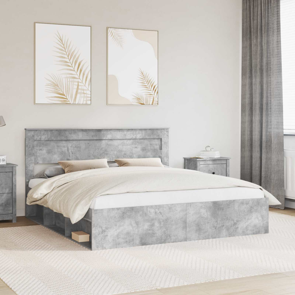 vidaXL Bed Frame with Headboard White 200 x 200 cm Solid Pine Wood - from vidaXL