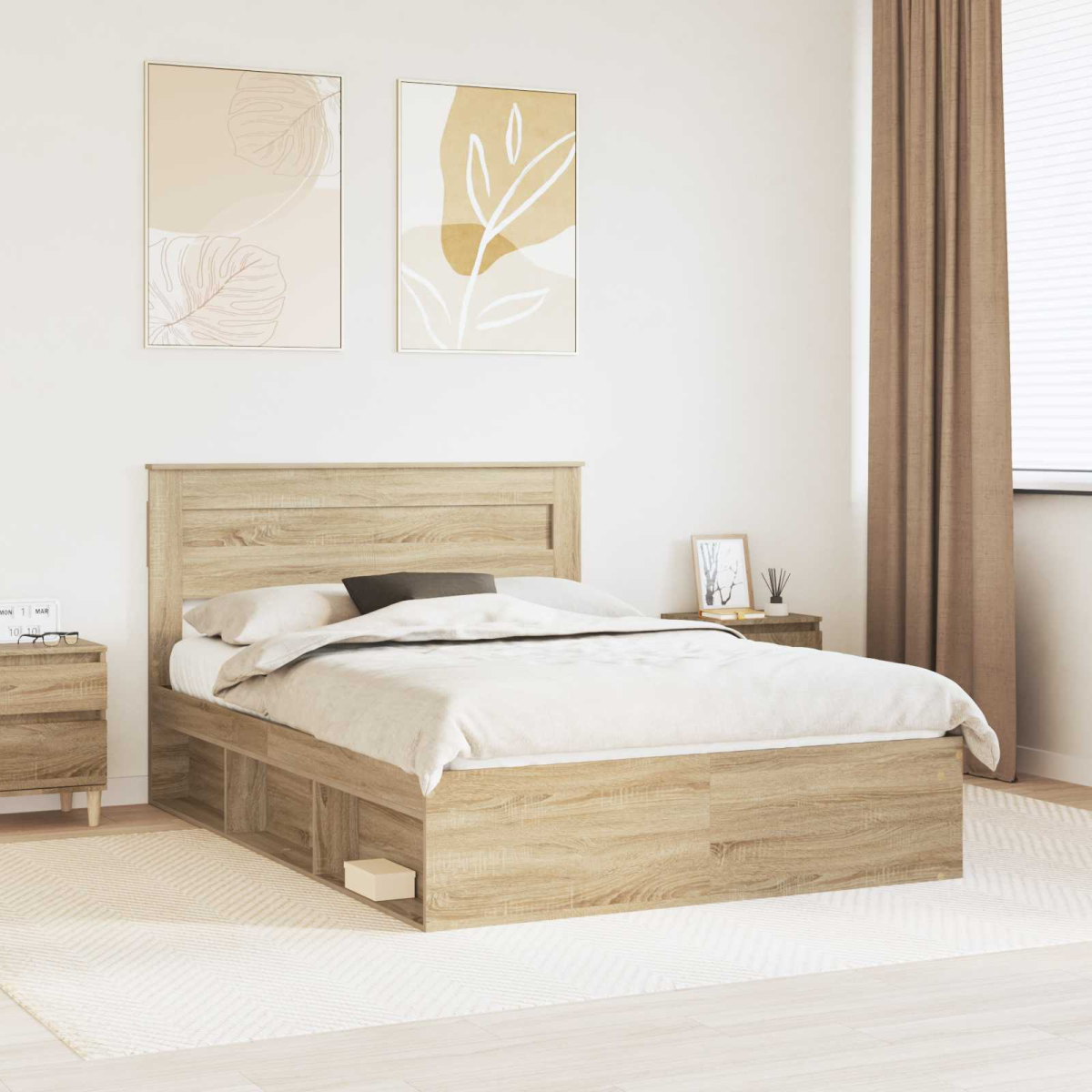 vidaXL Bed Frame with Headboard White 200 x 200 cm Solid Pine Wood - from vidaXL