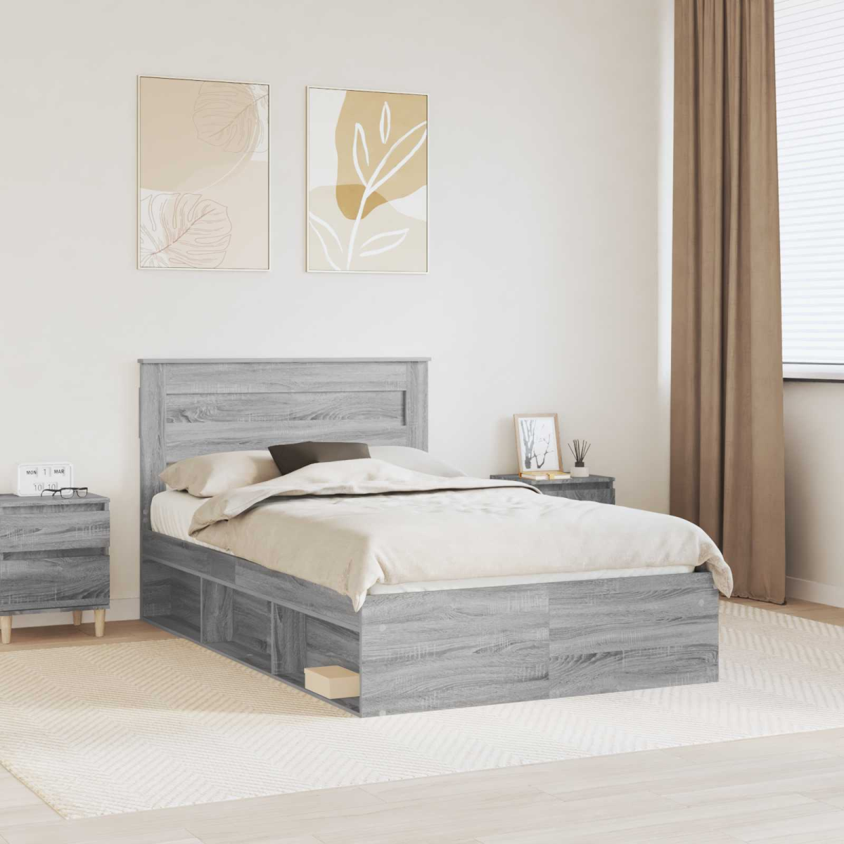 vidaXL Bed Frame with Headboard White 200 x 200 cm Solid Pine Wood - from vidaXL