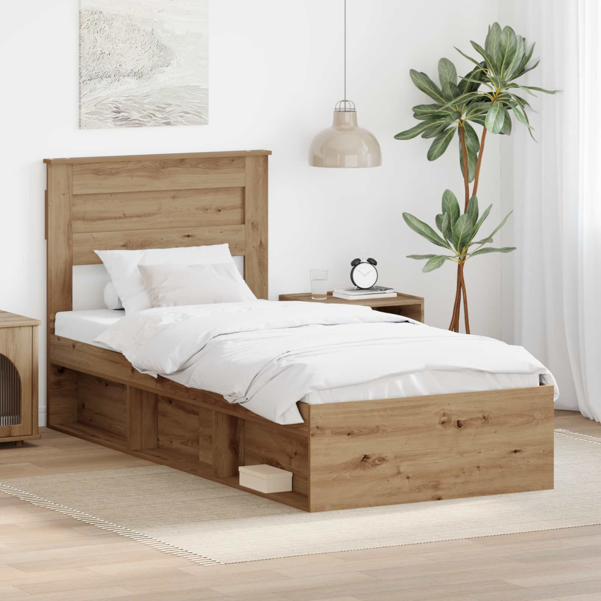 vidaXL Bed Frame with Headboard White 200 x 200 cm Solid Pine Wood - from vidaXL