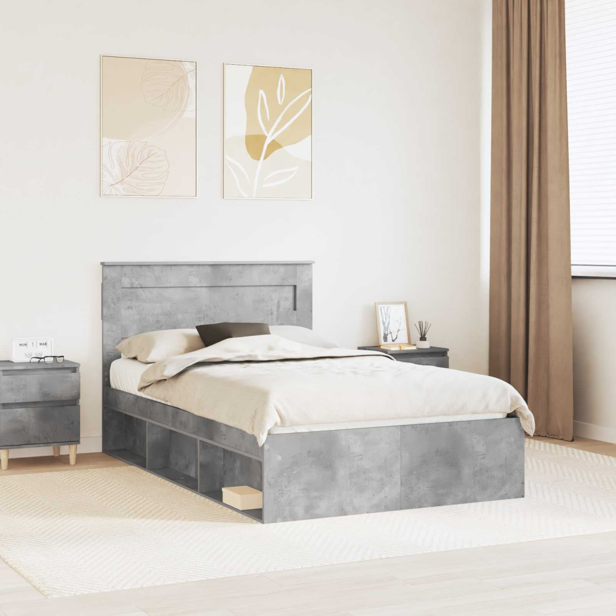 vidaXL Bed Frame with Headboard White 200 x 200 cm Solid Pine Wood - from vidaXL