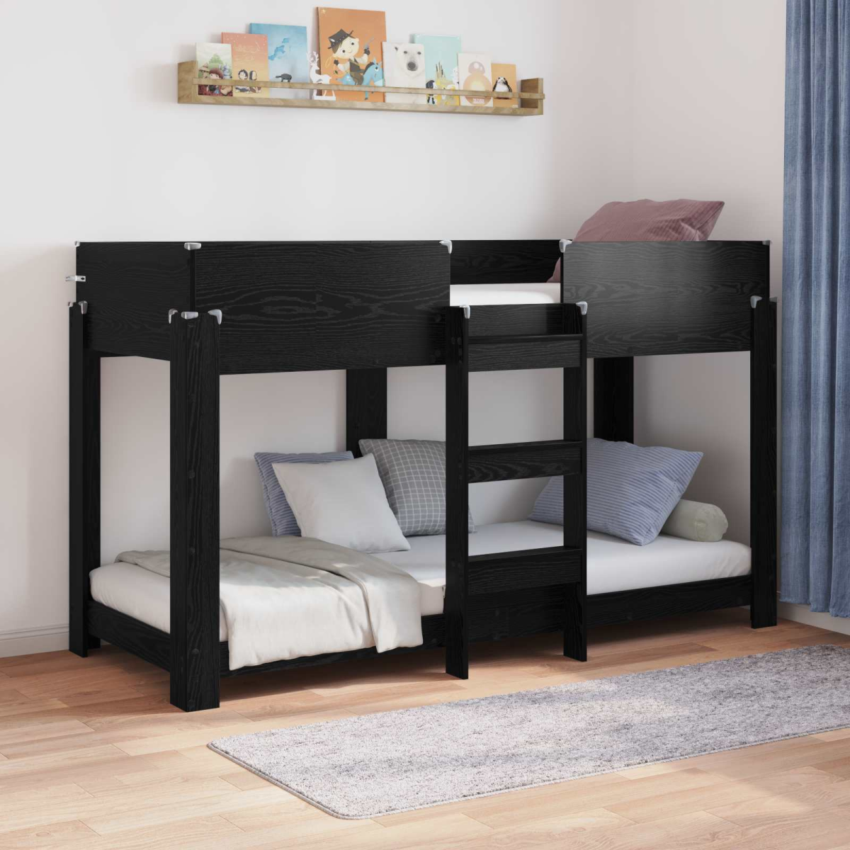 vidaXL Bunk Bed for Kids Black Oak 100 x 200 cm Engineered Wood - from vidaXL