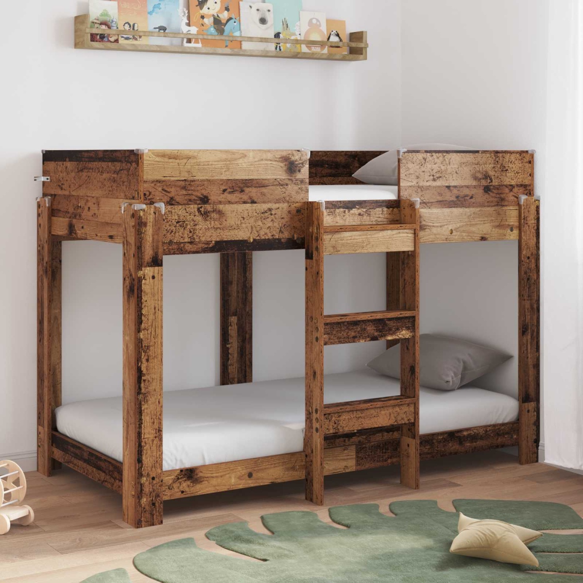 vidaXL Bunk Bed for Kids Black Oak 100 x 200 cm Engineered Wood - from vidaXL