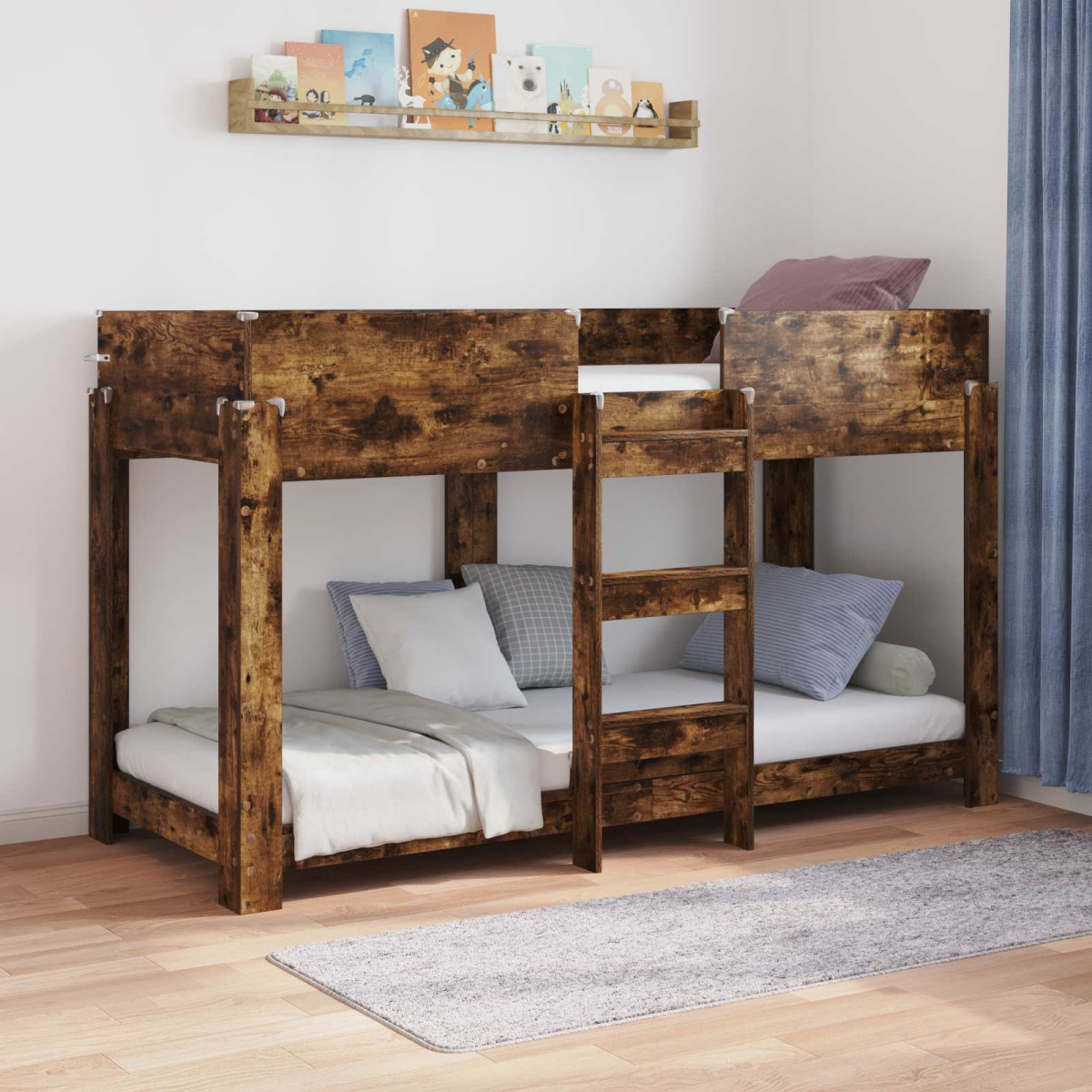 vidaXL Bunk Bed for Kids Black Oak 100 x 200 cm Engineered Wood - from vidaXL