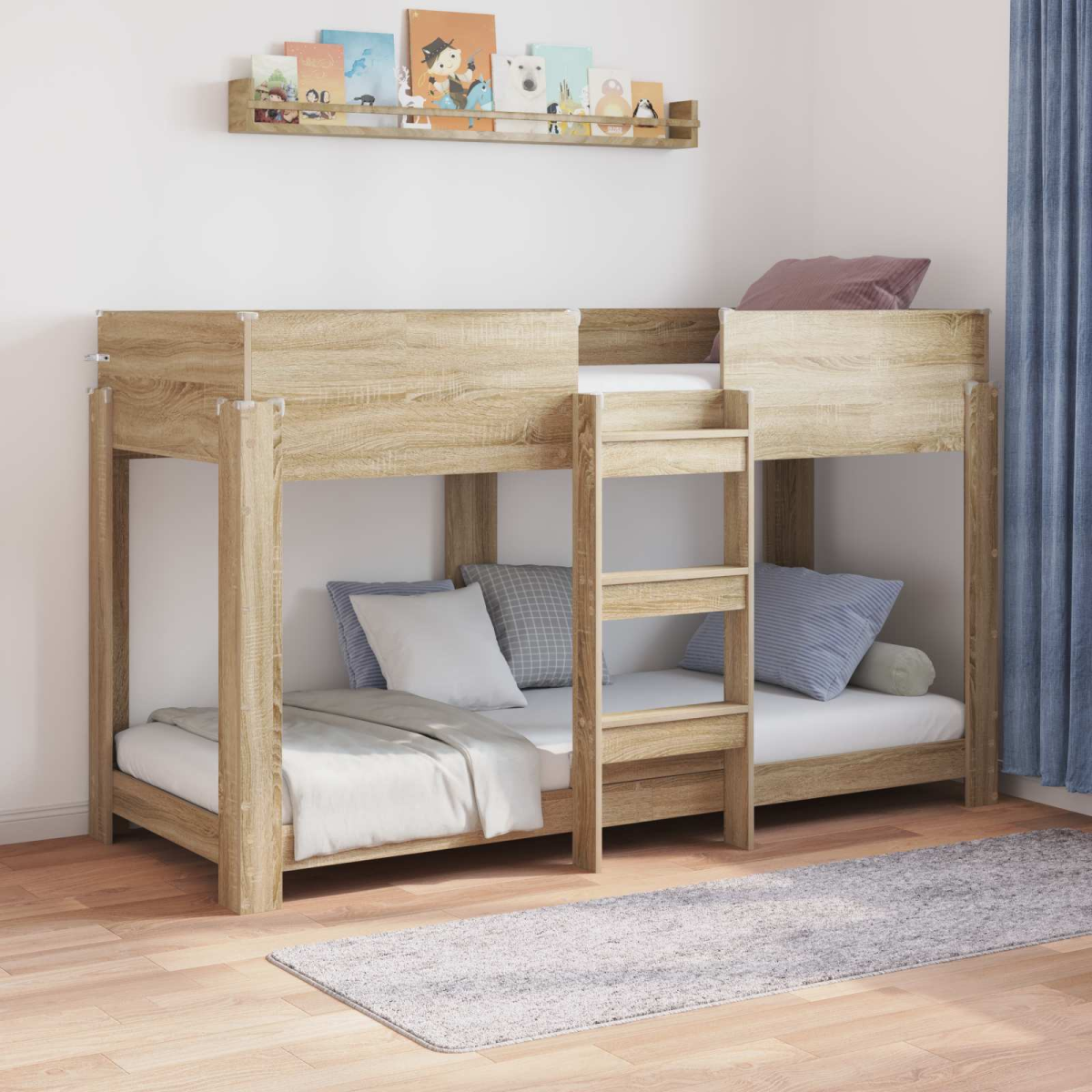 vidaXL Bunk Bed for Kids Black Oak 100 x 200 cm Engineered Wood - from vidaXL