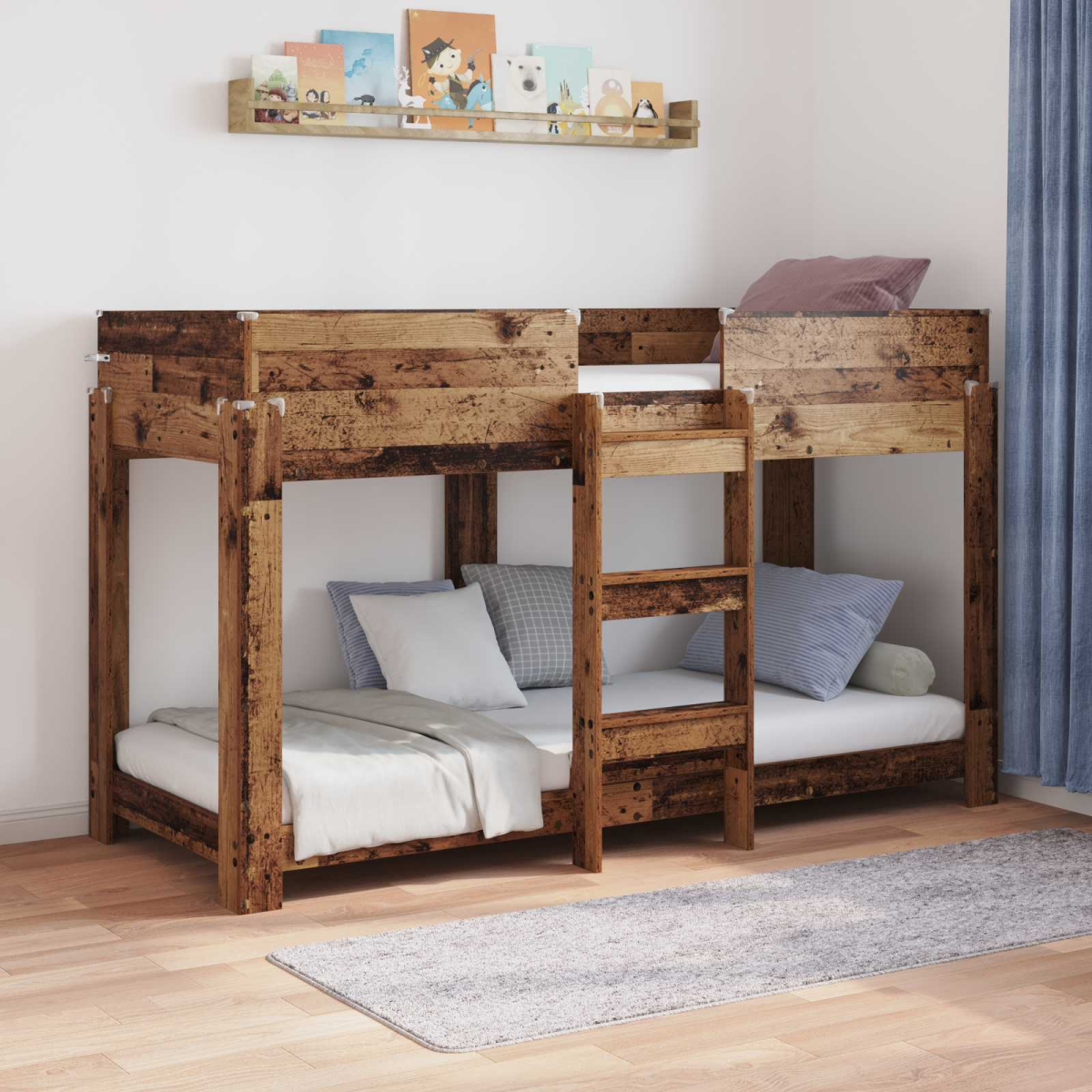 vidaXL Bunk Bed for Kids Black Oak 100 x 200 cm Engineered Wood - from vidaXL