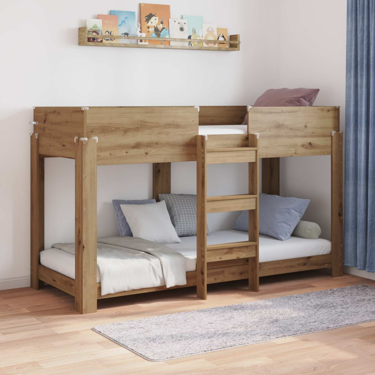 vidaXL Bunk Bed for Kids Black Oak 100 x 200 cm Engineered Wood - from vidaXL