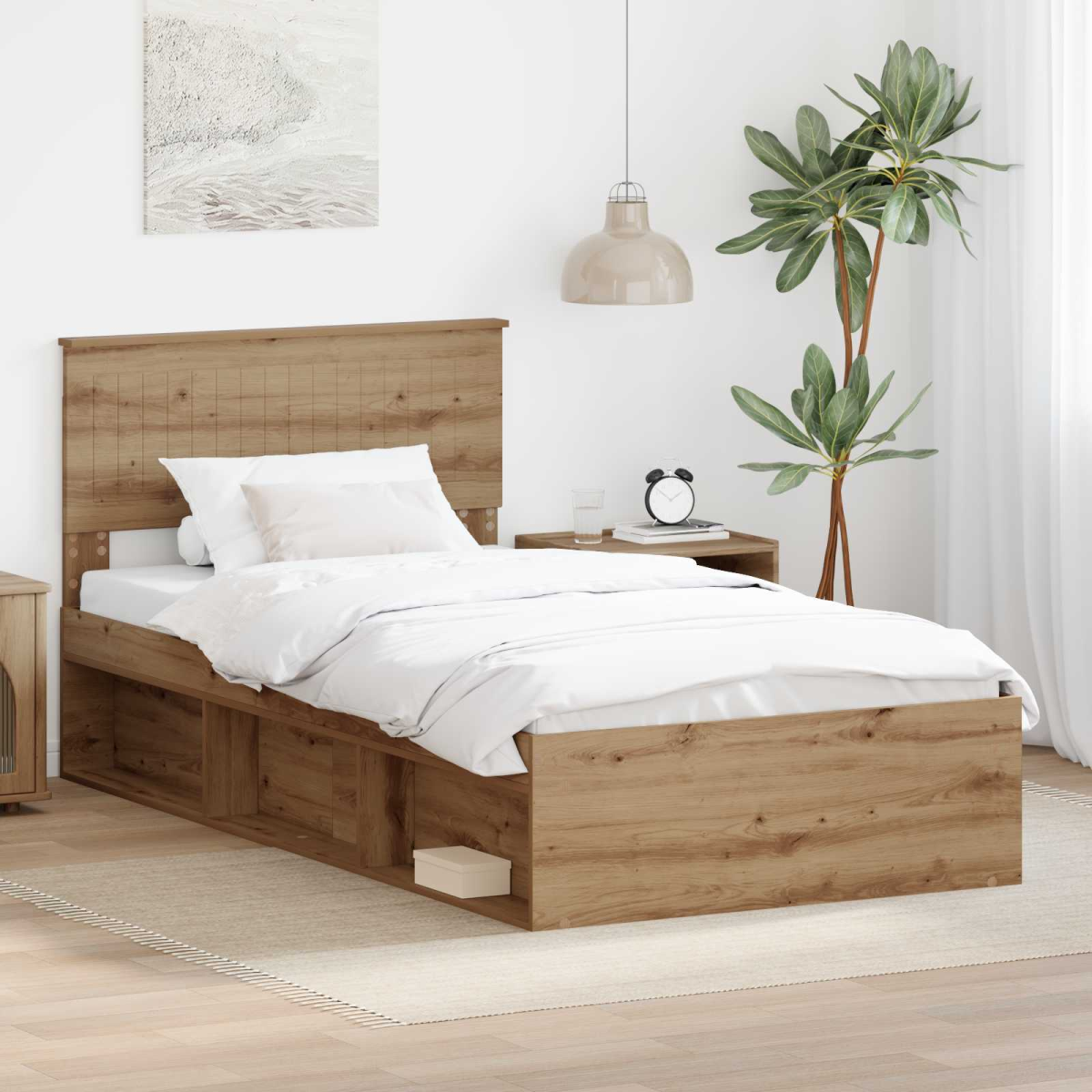 vidaXL Bed Frame with Headboard White 200 x 200 cm Solid Pine Wood - from vidaXL