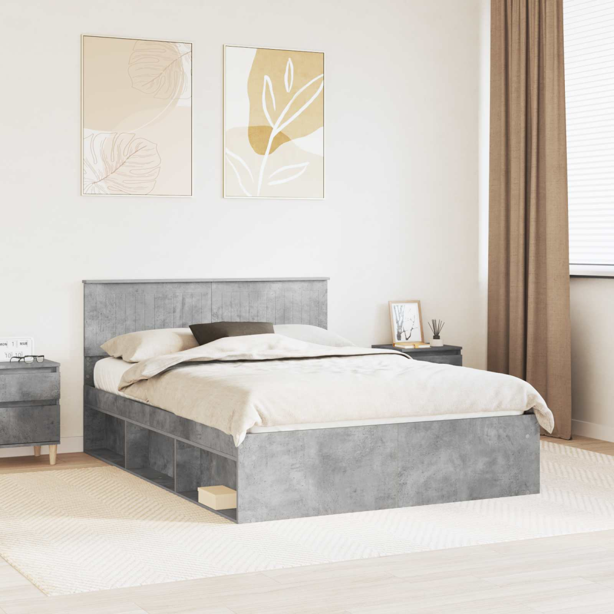 vidaXL Bed Frame with Headboard White 200 x 200 cm Solid Pine Wood - from vidaXL