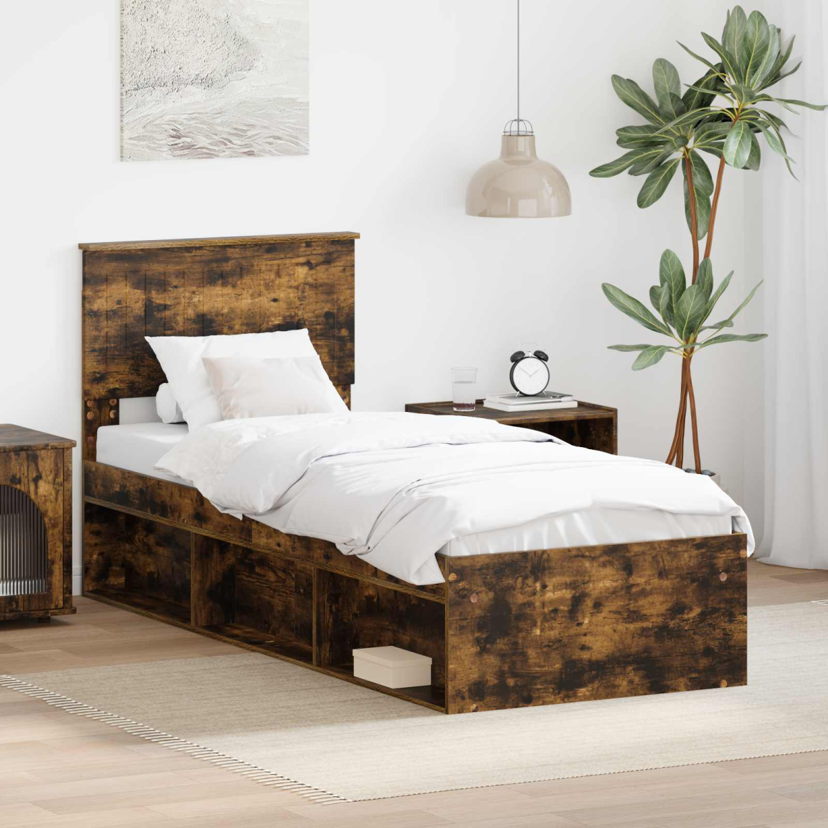 vidaXL Bed Frame with Headboard White 200 x 200 cm Solid Pine Wood - from vidaXL