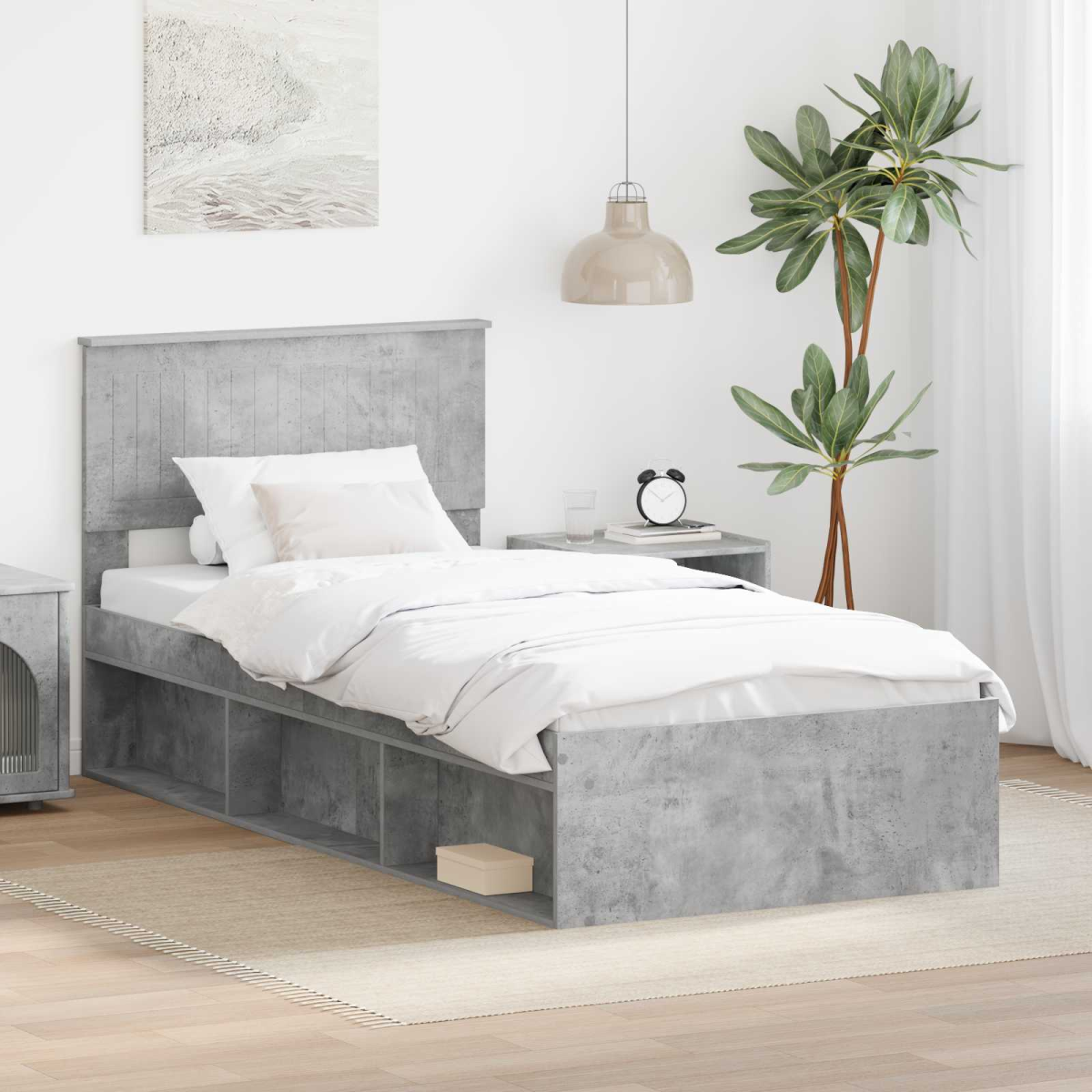 vidaXL Bed Frame with Headboard White 200 x 200 cm Solid Pine Wood - from vidaXL