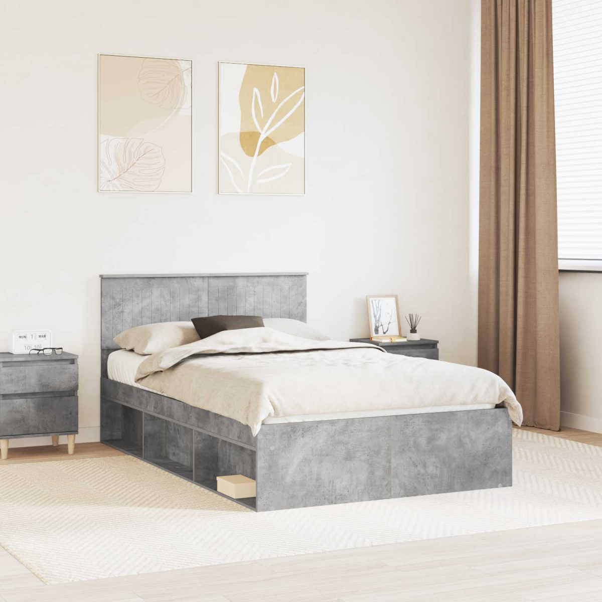 vidaXL Bed Frame with Headboard White 200 x 200 cm Solid Pine Wood - from vidaXL