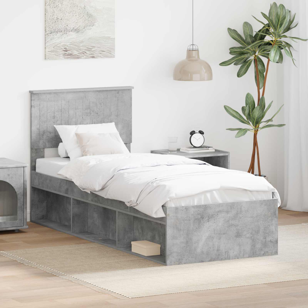 vidaXL Bed Frame with Headboard White 200 x 200 cm Solid Pine Wood - from vidaXL