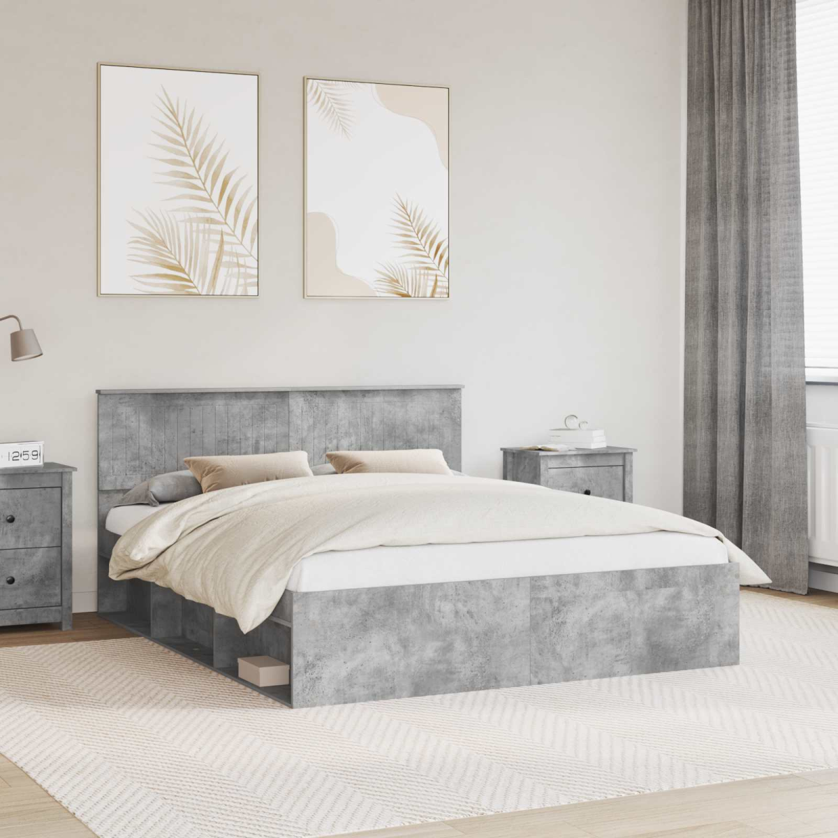 vidaXL Bed Frame with Headboard White 200 x 200 cm Solid Pine Wood - from vidaXL